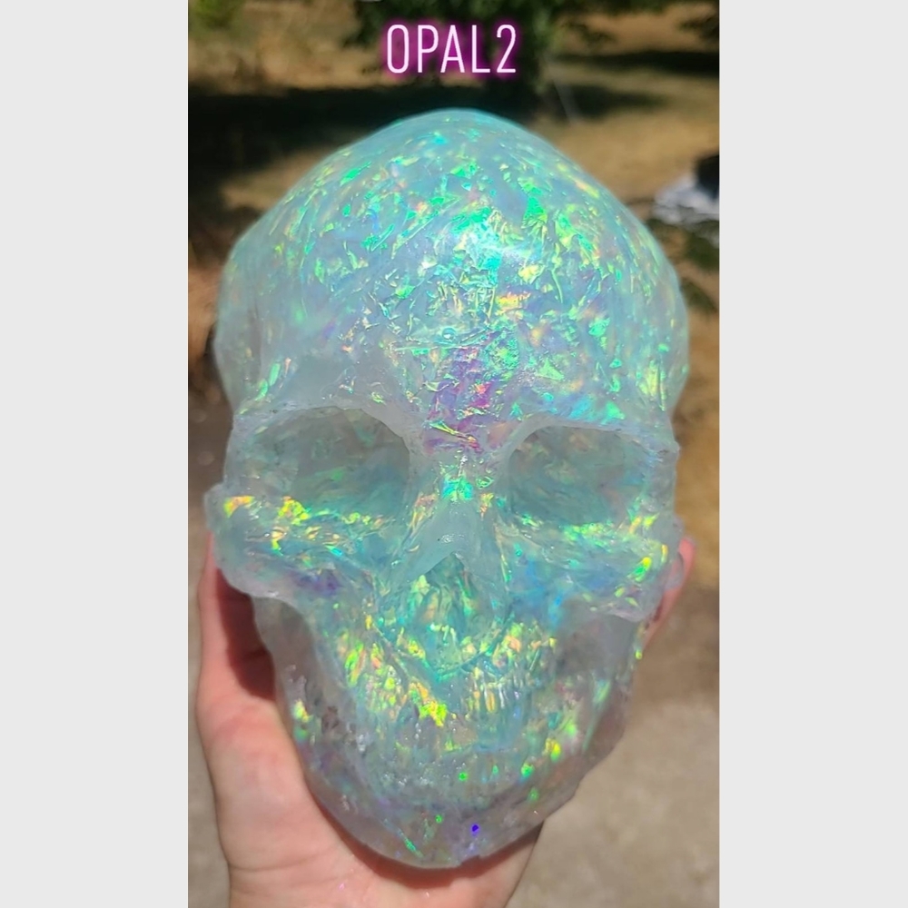Human size iridescent opalescent skull